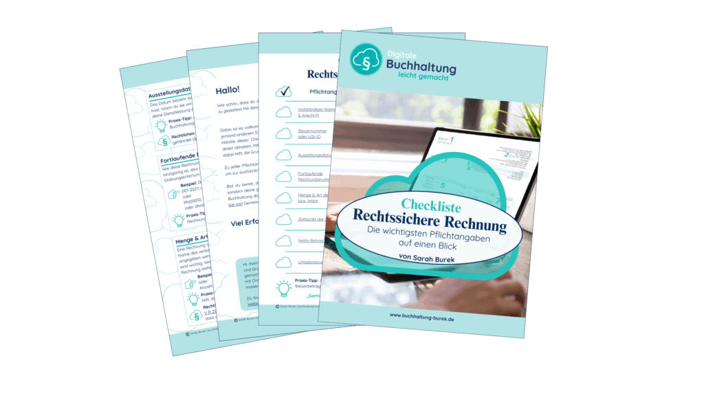 Deckblatt und Auszug aus dem PDF "Checkliste: Rechtssichere Rechnung"